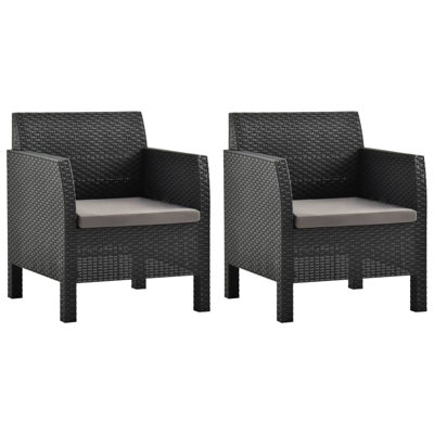 Patio Chairs with Cushions PP Rattan Anthracite