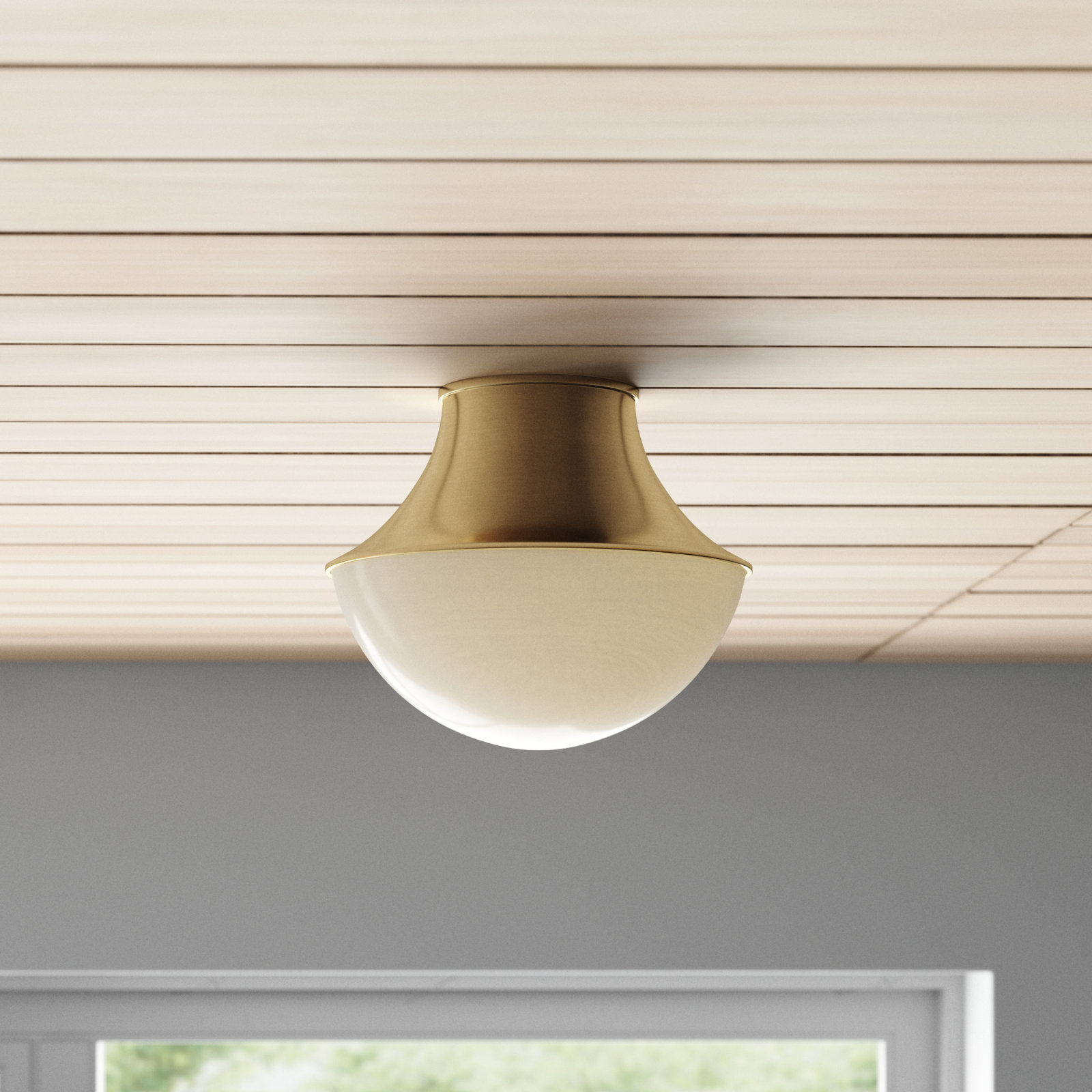 Alistair Single Light Glass Flush Mount, Aged Brass, 9'' H x 10.75'' W x 10.75'' D