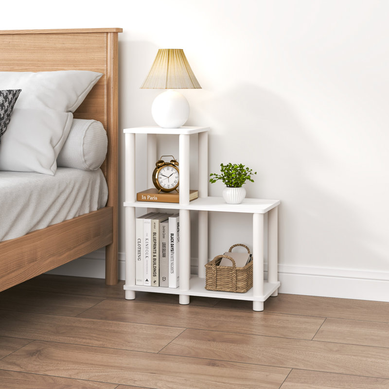 3-Tier 19.88" L-Shaped Corner Shelf, Open Shelves for Display and Storage, White; White