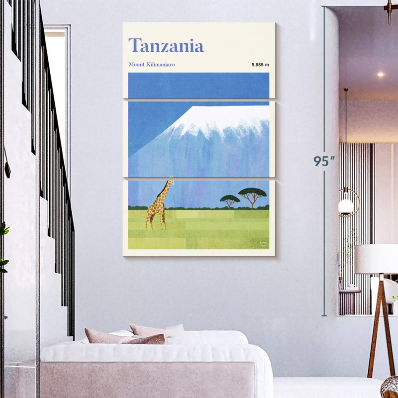 Affiche de voyage Masam Tanzanie Kilimanjaro, H 74 po x l 48 po