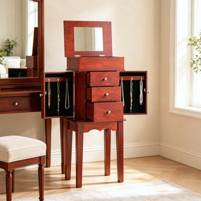 Armoire à bijoux avec armoire 3 tiroirs et miroir
