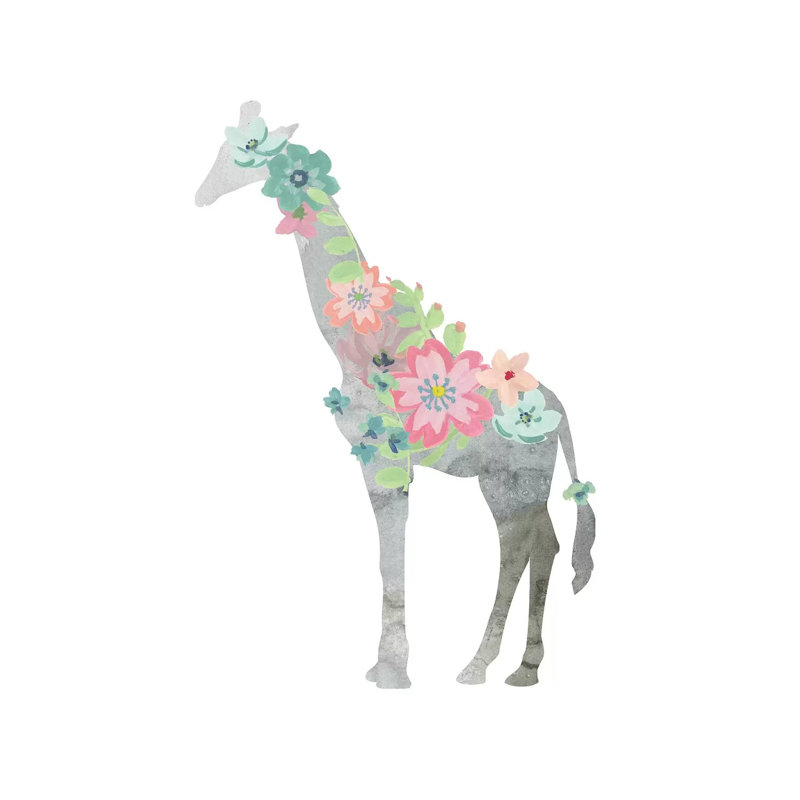 Girls Love Flowers Giraffe by Carol Robinson - Print on Canvas, Wrapped Canvas, 66.04 cm H x 66.04 cm W x 1.91 cm D