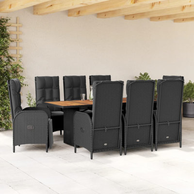 Red Barrel StudioÂ® 9 Piece Patio Dining Set With Cushions Black Poly Rattan -  DDF3EF156826402FBC124D4AD8D38455