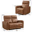 Ensemble de salon inclinable électrique en cuir fleur 2 pièces Slone: causeuse, fauteuil inclinable et USB-132144013-132144016