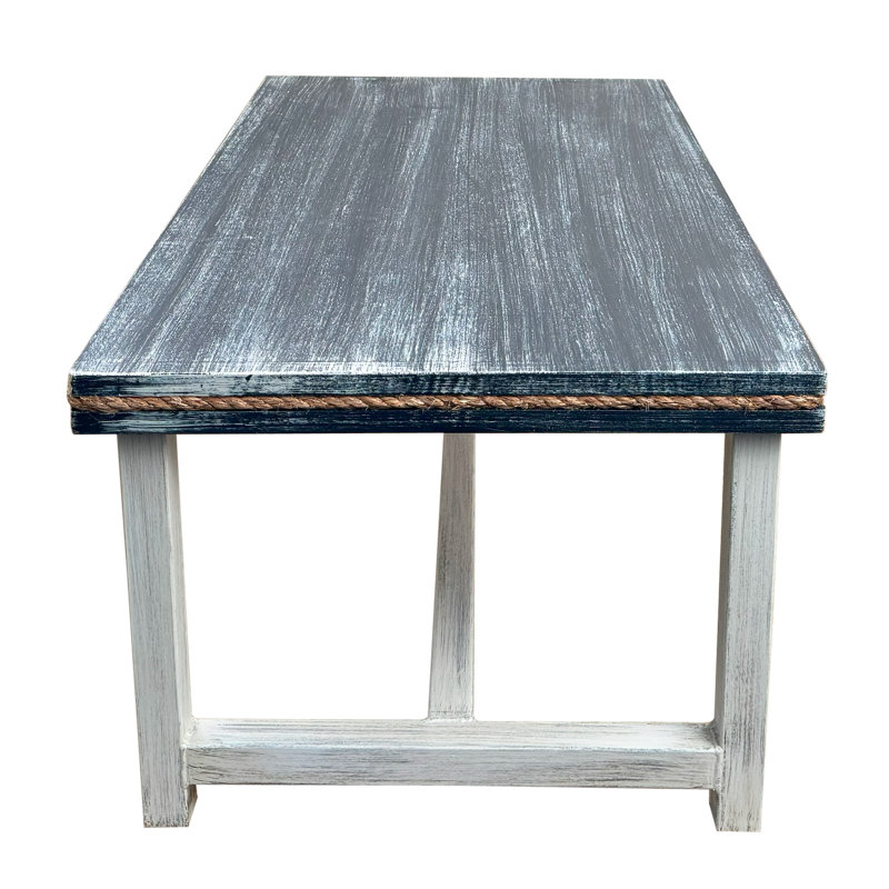 IRON RECTANGLE COFFEE TABLE WITH ROPE INLAY
