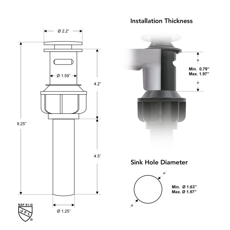 Ensemble de drain escamotable pour salle de bain avec trop-plein pour meuble-lavabo, chrome