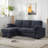 Latitude Run® 91.5 " Modern Shariff Reversible Chenille Upholstered Sleeper Sectional Sofa with Storage Chaise-1938120674