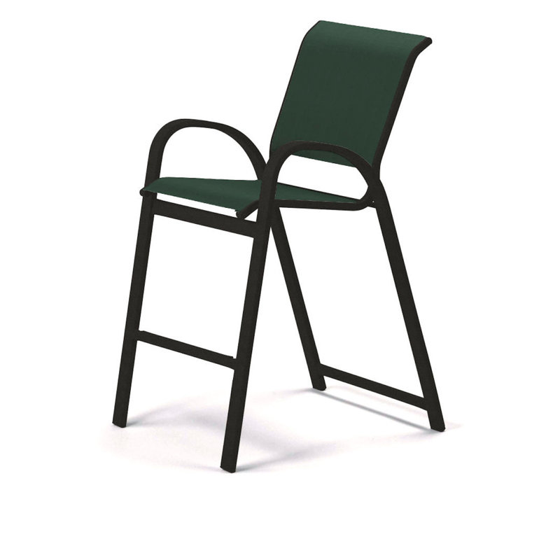 Tabouret de bar Holna, Vert forêt 22D Sunbrella® vert, Graphite texturé
