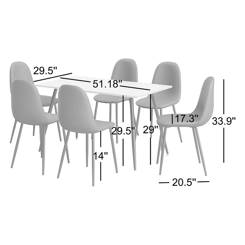 Ensemble repas pour 6 personnes Evaro, Noir, Naturel / naturel