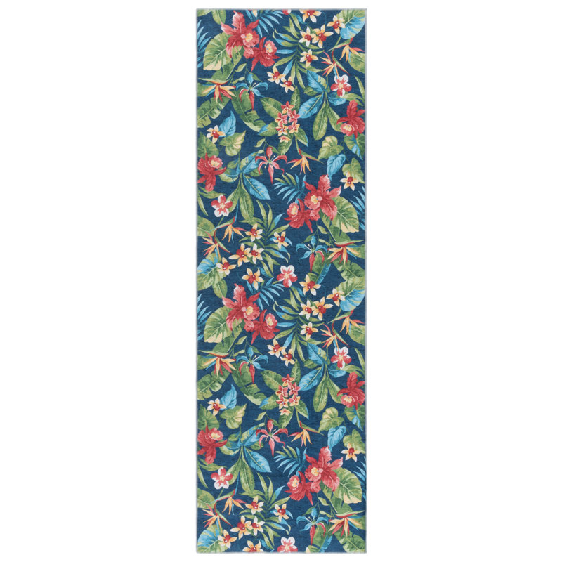 Caralina Performance Machine Washable Floral Rug, Runner 2'6" x 8'