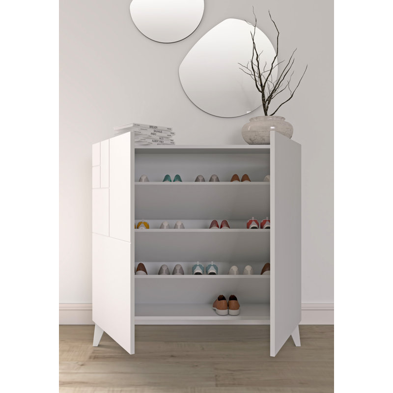 12 Pair Shoe Storage Cabinet, White
