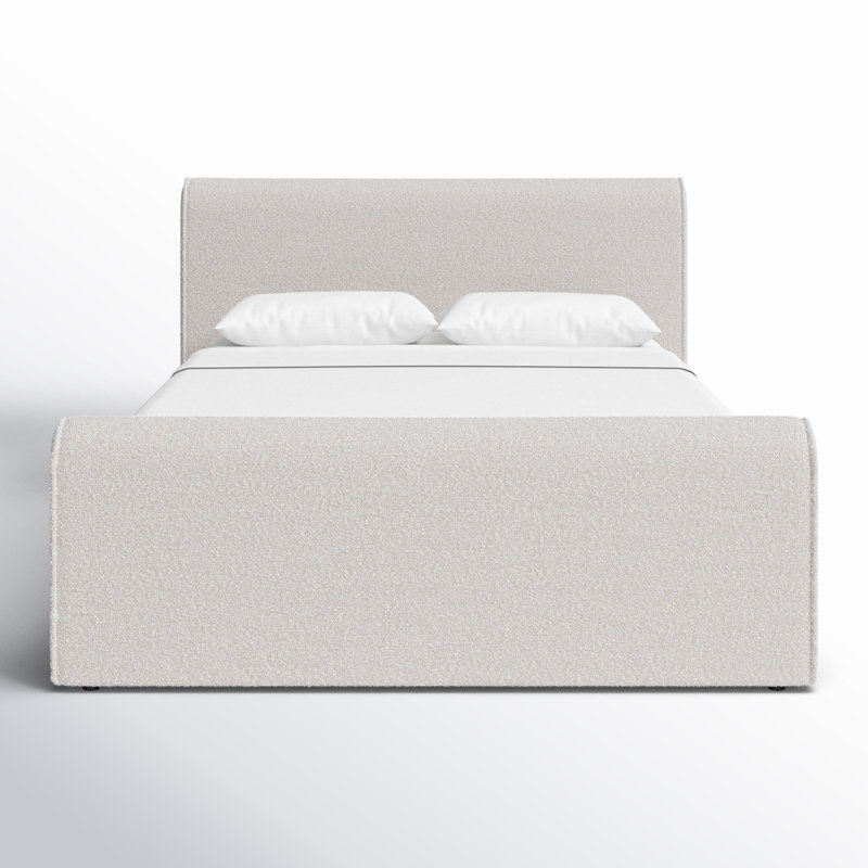 Chaylin Upholstered Platform Bed, Queen, Cream Boucle Fabric