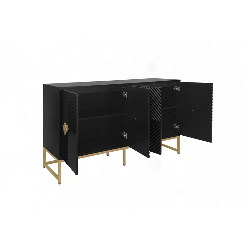 Buffet avec rangement, Noir, noir, noir, noir