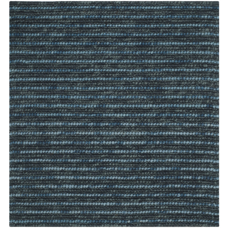 Ferrera Striped Handwoven Dark Blue Rug, Square 4'