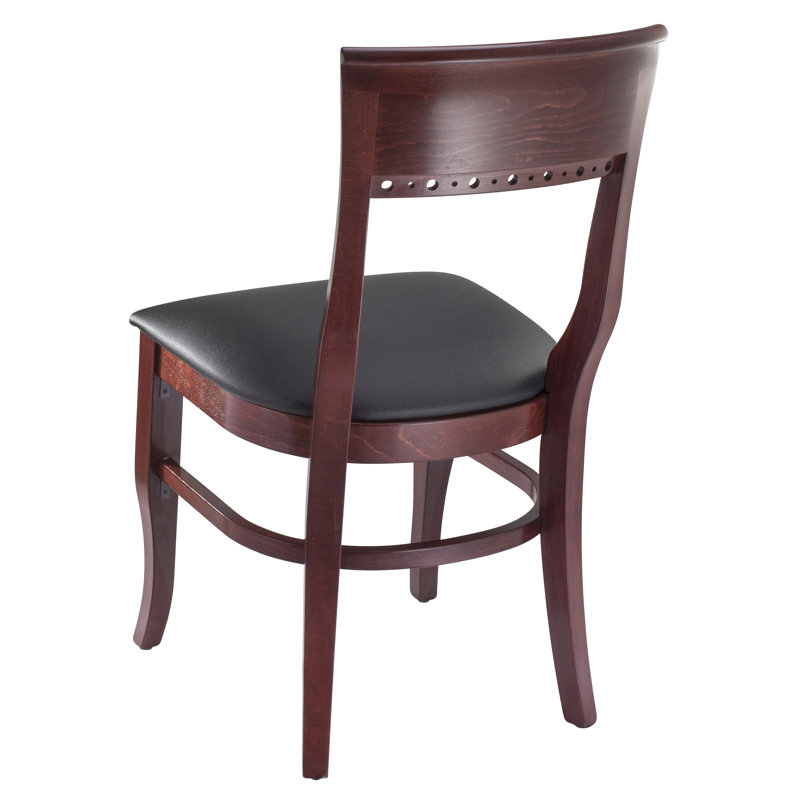 Tymon 18'' H Faux Leather Upholstered Beech Side Chair, Mahogany