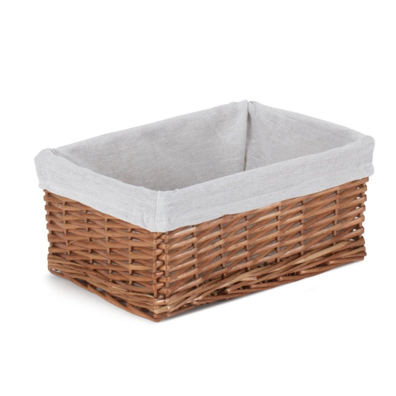 Shinde Wicker Lined Storage Basket, 15cm H x 35cm W x 25cm D, Double Steamed