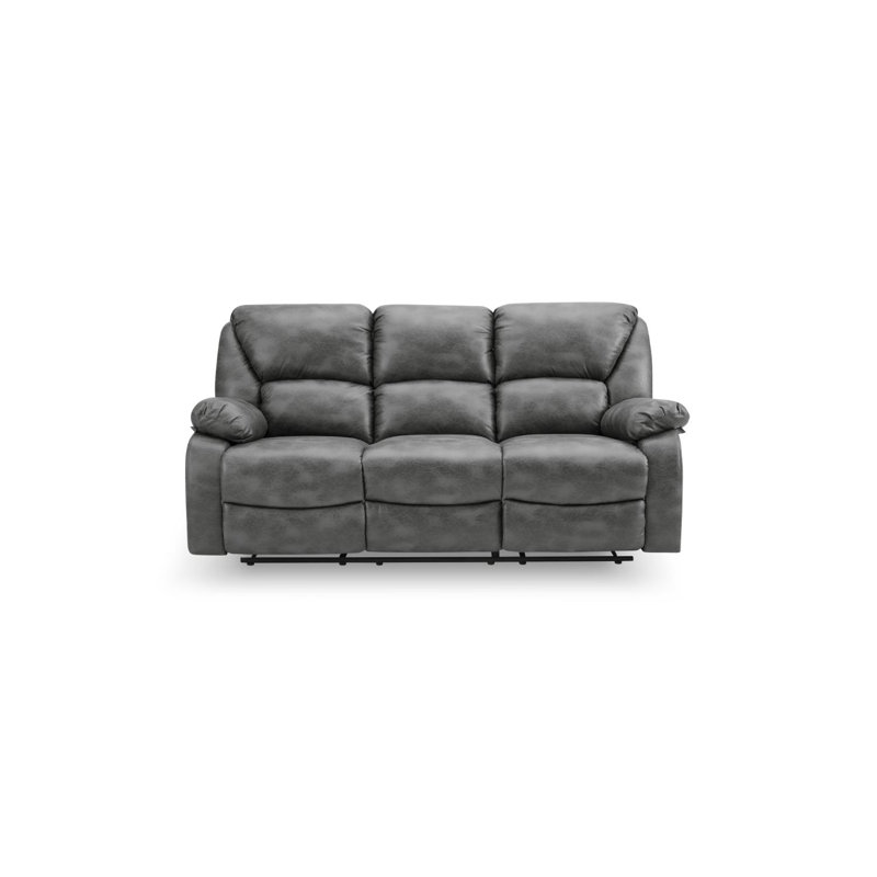 Hartnell 3 Seater Faux Leather Reclining Sofa, Dark Grey