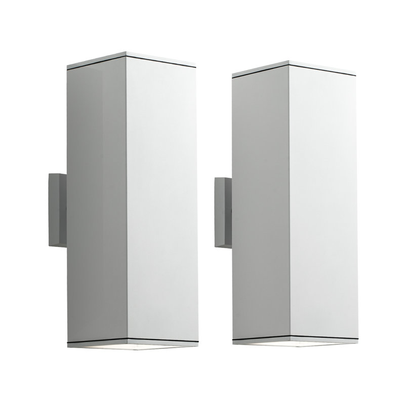 Lampe murale d'extérieur 2 lumières H 18 po Alvisa, aluminium blanc, Blanc, H 18 po x l 5,94 po x P 8,46 po