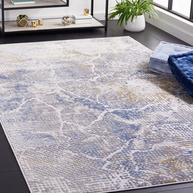 Tapis beige / bleu clair Palma 346, Rectangle 5 pi 3 po x 7 pi 6 po