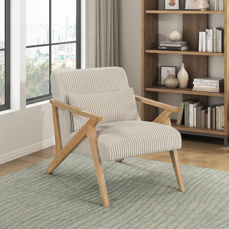 Chaise d'appoint rembourrée avec coussin en mousse de velours côtelé beige, Beige