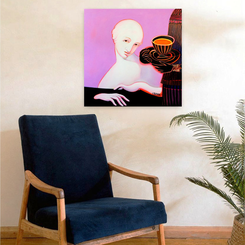 «Carrot Soup», art mural contemporain abstrait, H 24 po x l 24 po