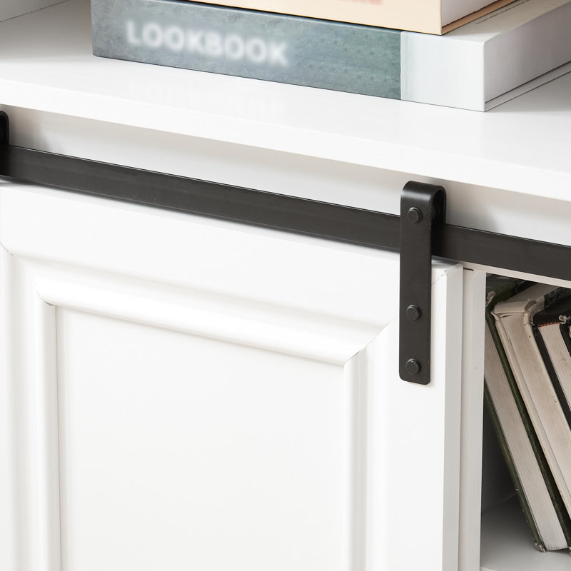 Meuble télé 65 po, blanc antique avec options de rangement pratiques, grande capacité, support, extérieur