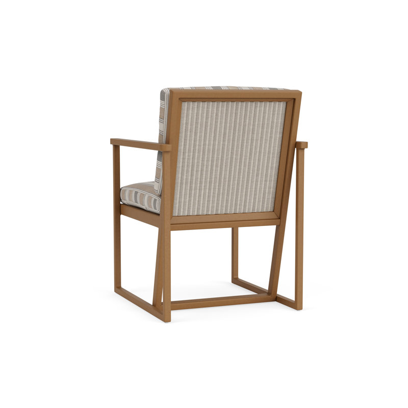 Summit Outdoor Dining Armchair, Linen, Purveyor Pewter, Hickory