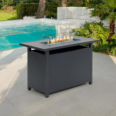 Catullo Rectangle Steel Propane Smokeless Fire Pit Table with Hidden Fuel Tank