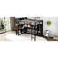 Grand lit mezzanine en métal noir avec bureau fonctionnel et garde-robe, bureau, rangement-2101646896