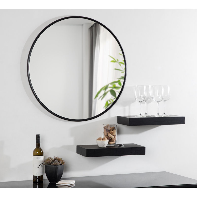 Minuet Engineered Wood Flat Mirror, 30" x 30", Black