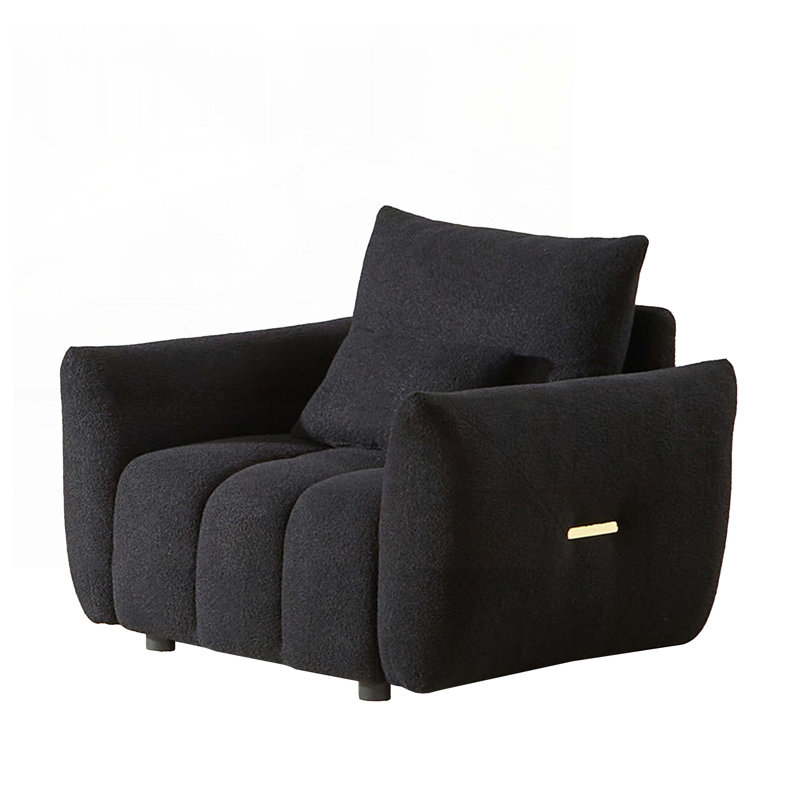 Square Arms Sofa, Black Teddy, 32" H x 39.7" W x 36" D