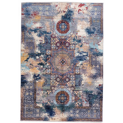 High-Quality Hand-Knotted Blue And Navy Area Rug