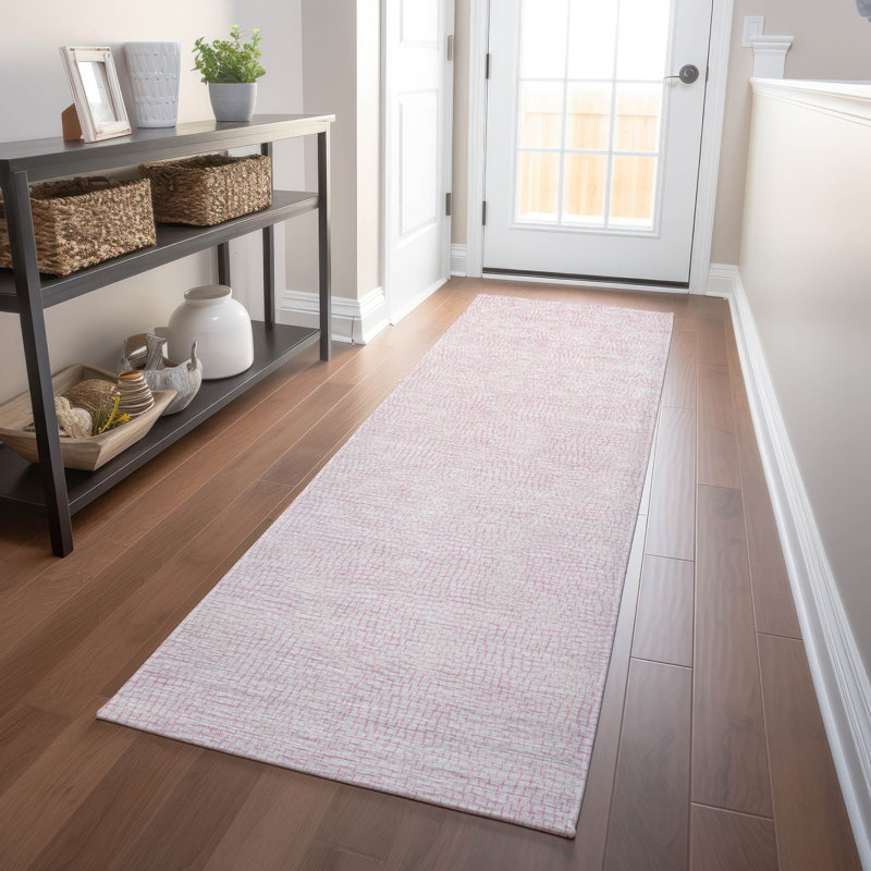 Eleya Pink Washable Indoor-Outdoor Rug - , 2'3" x 7'6"
