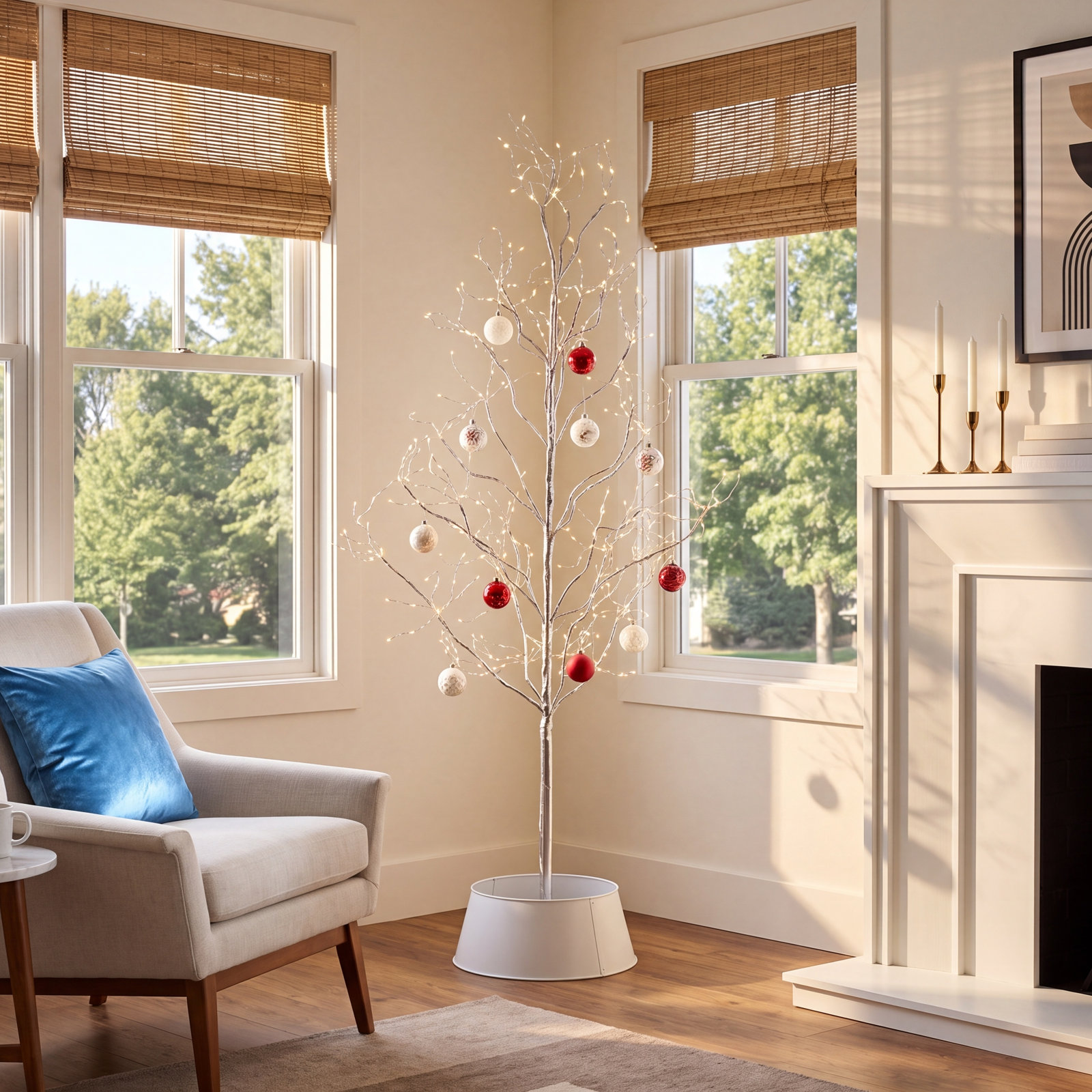 Silver 5' Pre-Lit Pine Christmas Tree