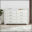 Commode contemporaine à finition blanc perle avec tiroirs de rangement et armoire de rangement glamour