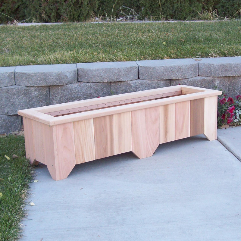 Cainsville Handmade Wood Planter Box, Unstained, 13" H x 50" W x 15" D