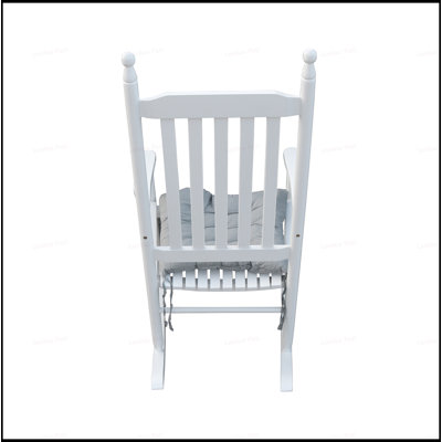 Solid Hardwood Porch Rocker Chair With Wide Seat And Armrest, Sturdy Slatted Back For Comfort And Safety