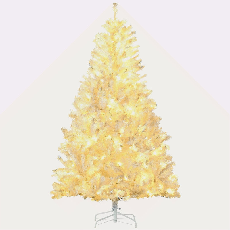 Arbre de Noël artificiel haut 6 pi avec 638 branches, 220 lumières DEL blanc chaud, ouverture automatique