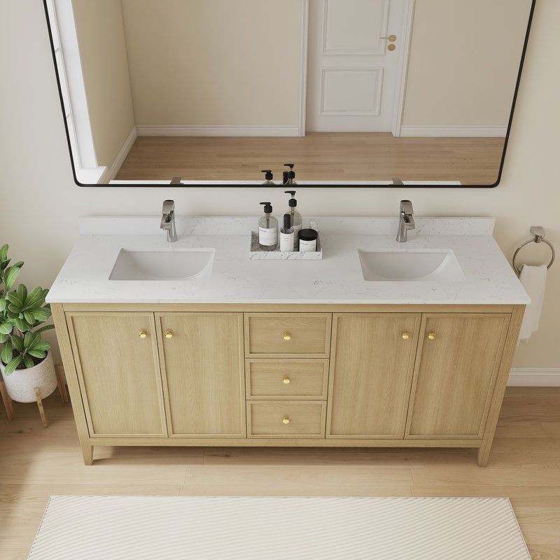 72'' Freestanding Double Bathroom Vanity With Arabescato Top, 72"