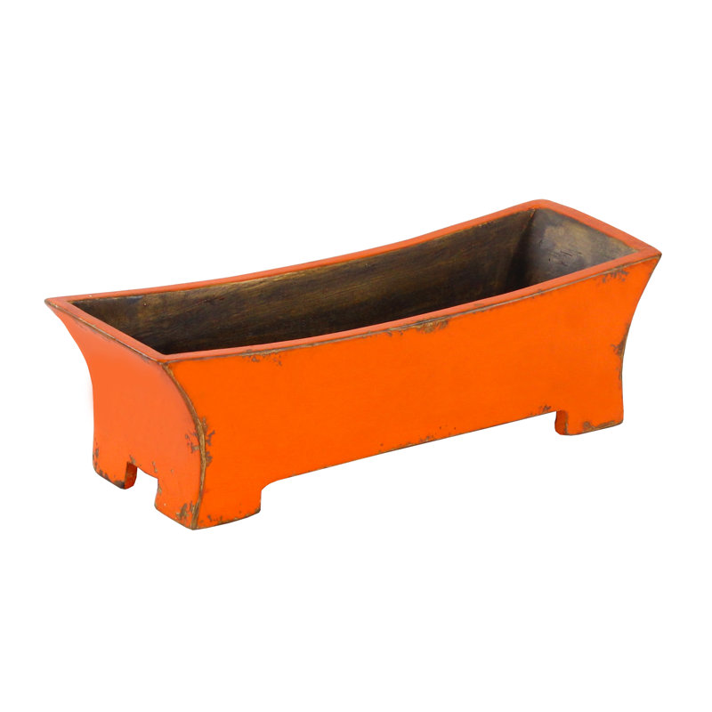 Handmade Wood Planter Box, Orange
