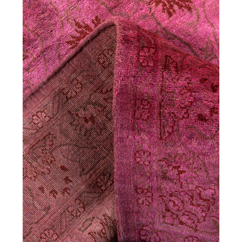 Overdyed Hand-Knotted Wool Modern-Contemporary Pink Area Rug 3' 1" x 5' 1"