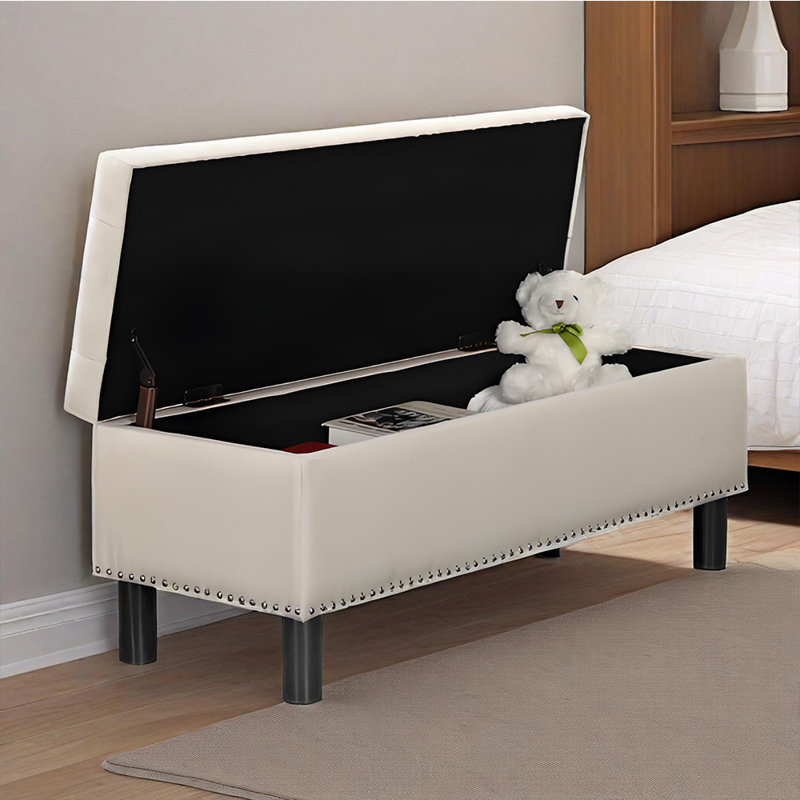 Banc de rangement avec repose-pieds Furniliving, Beige