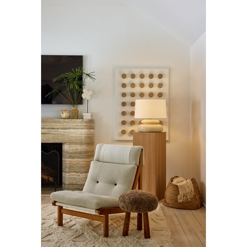 Lampe de table pia, Laiton vieilli et beurre de céramique craquelé