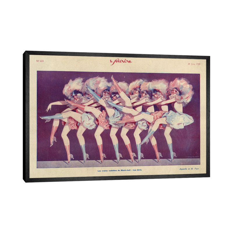 1920s Le Sourire Magazine Plate - Print on Canvas, 45.72cm H x 66.04cm W x 3.81cm D, Black Floater Framed