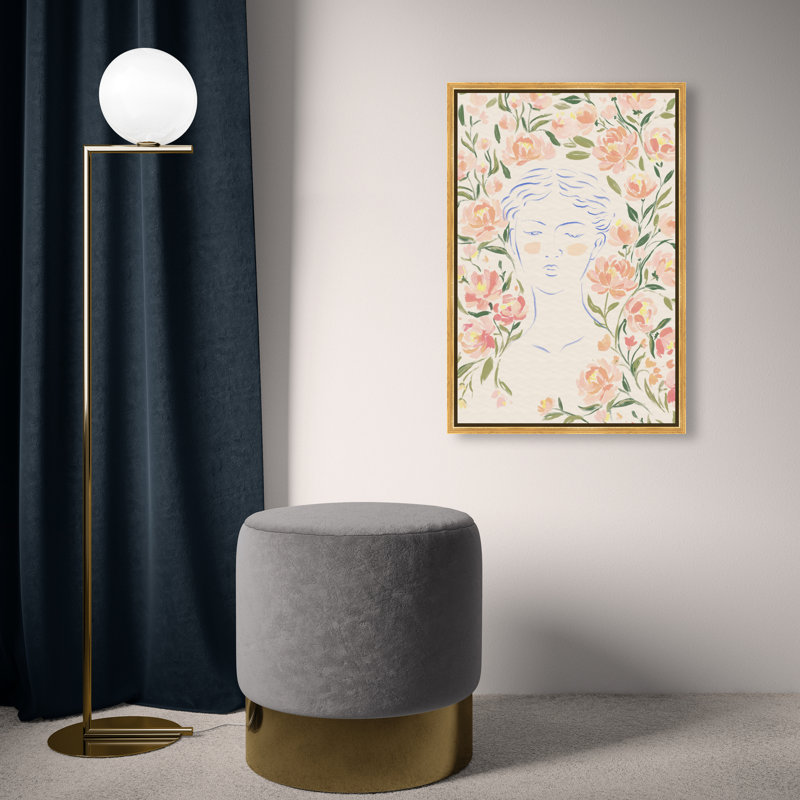 Artemis And Flowers Print by Oliver Gal, 31"H x 21"W, Gold Floater Frame
