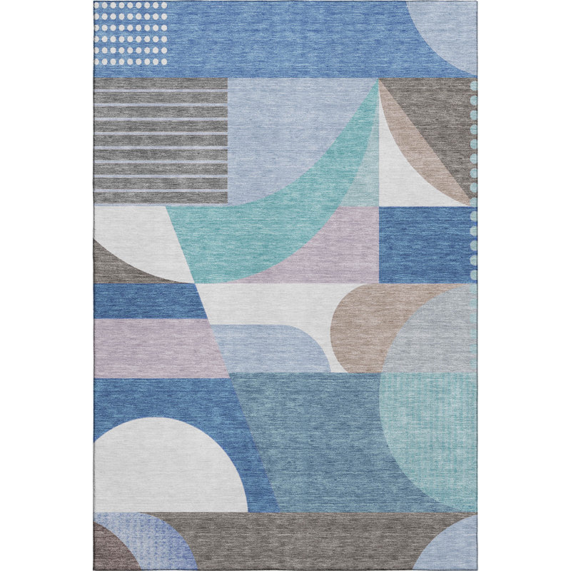 Premium Machine Washable Slesnick AMF1667 Mid Century Rug, Rectangle 3' x 5'
