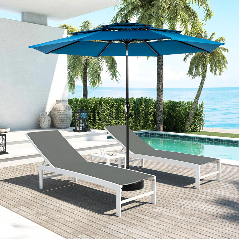 Parasol de jardin à 3 niveaux 10 pi bleu foncé, Bleu très foncé