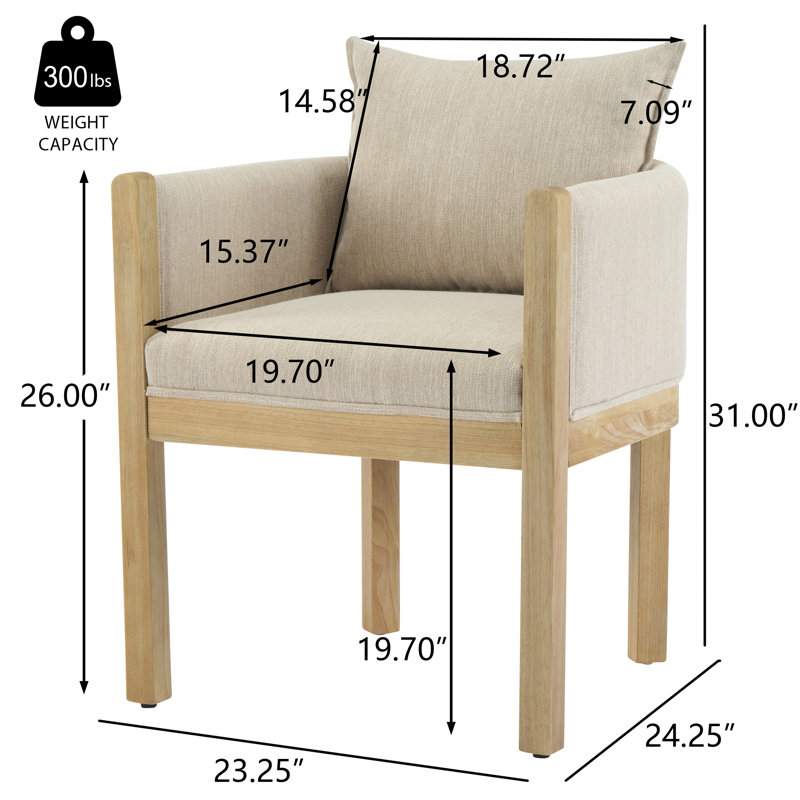Chaises de salle à manger rembourrées Merlean, Naturel, Beige