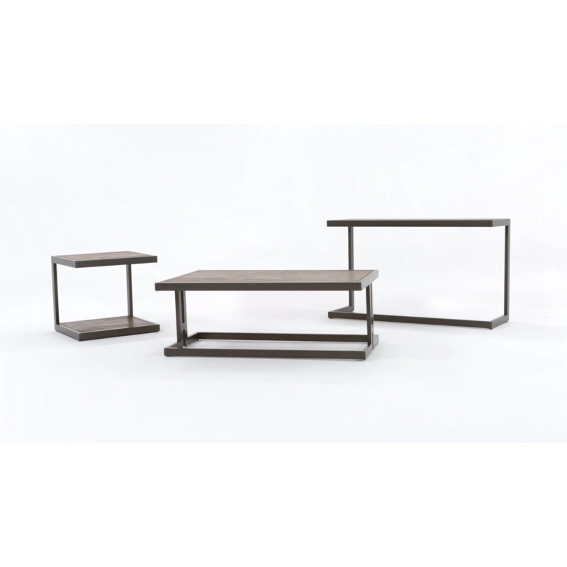 Erina 52'' Distressed Gray Acacia Wood and Metal Console Table