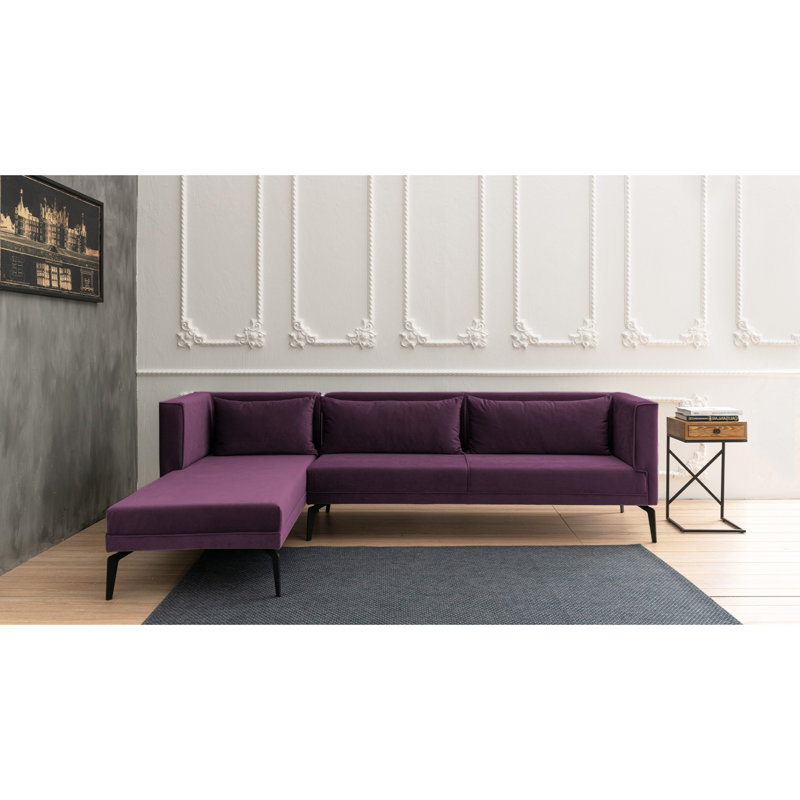Canapé et méridienne en velours Waddells, Accoudoir à gauche (vu de face), Velours mauve